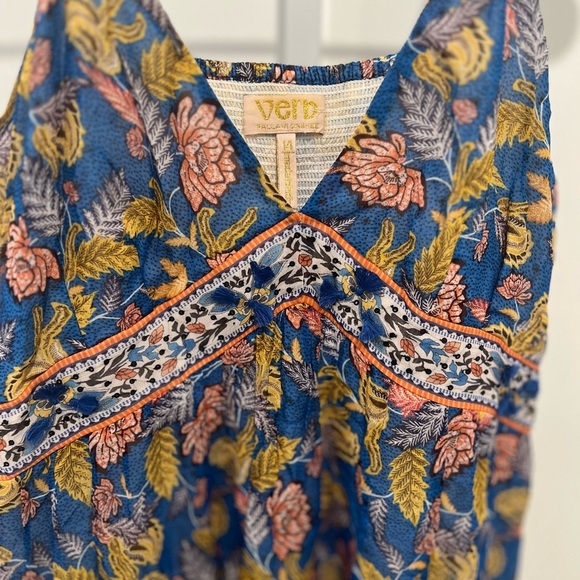 VERB BY PALLAVI SINGHEE / Powder Blue Printed Spaghetti Dress / Size 14 - Picture 5 of 7